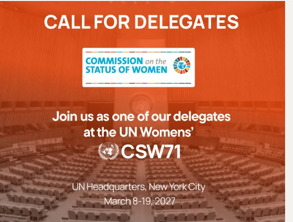 Call for Delegates: Join SAEF’s Delegation to the UN Commission on the Status of Women (CSW71) in New York Call for Delegates: Join SAEF’s Delegation to the UN Commission