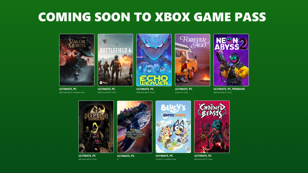 Coming to XBOX Game Pass: Battlefield 6, Valor Mortis, Forever Ago, and More Coming to XBOX Game Pass: Battlefield 6, Valor Mortis, Forever