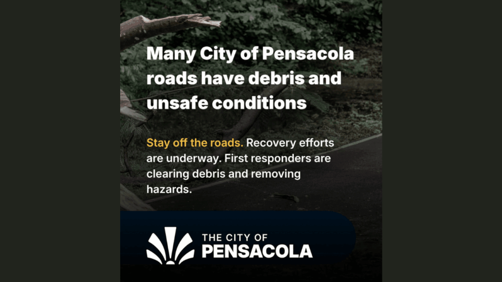 Long list of Pensacola intersections compromised by downed lines, trees and debris Long list of Pensacola intersections compromised by downed lines, trees