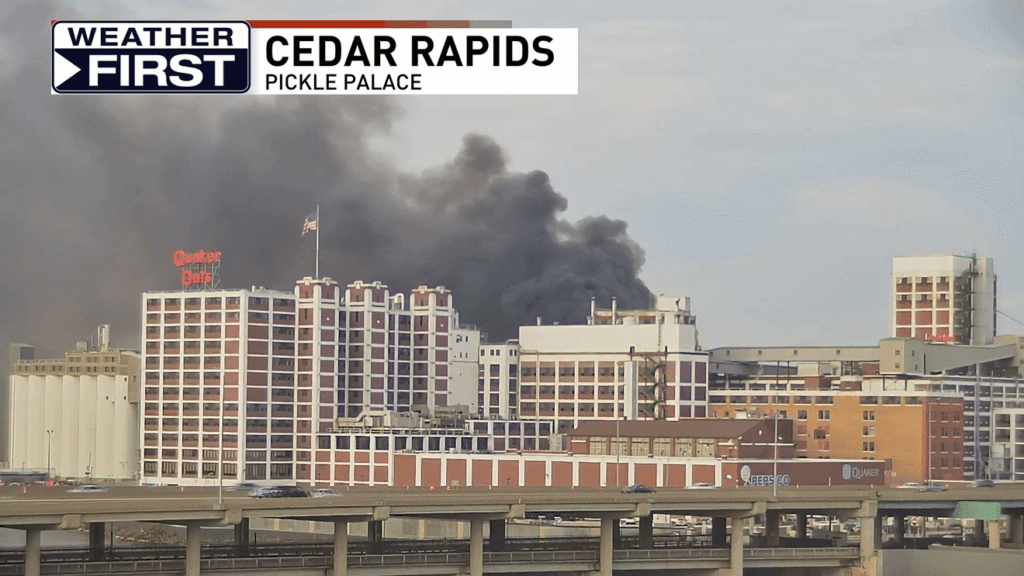 Smoke near Quaker Oats in downtown Cedar Rapids Smoke near Quaker Oats in downtown Cedar Rapids